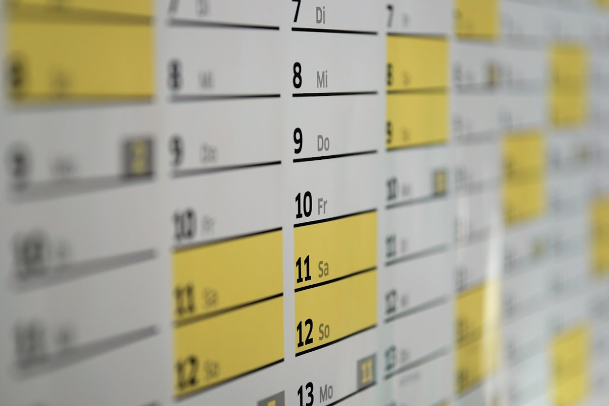 Imagen de un calendario con algunas fechas